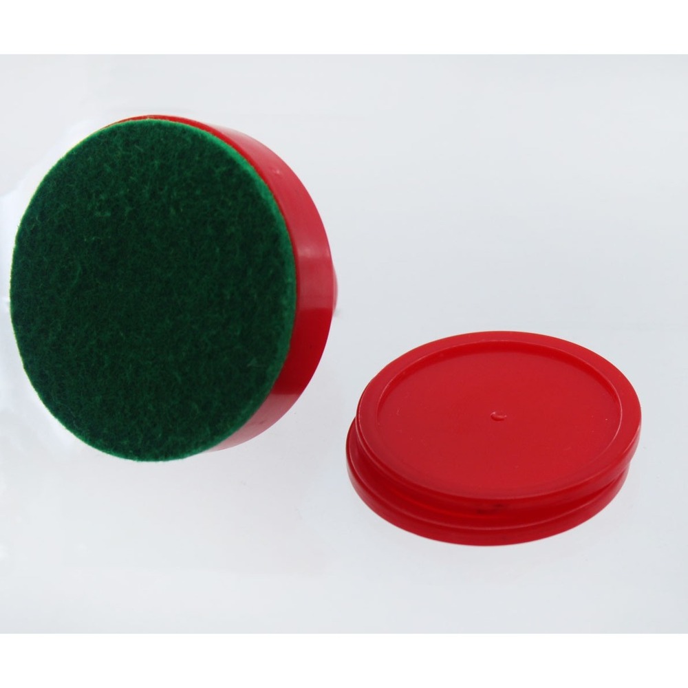Red Air Hockey Striker and Pucks Set Replacement Mallet Pusher with Felt Bottom